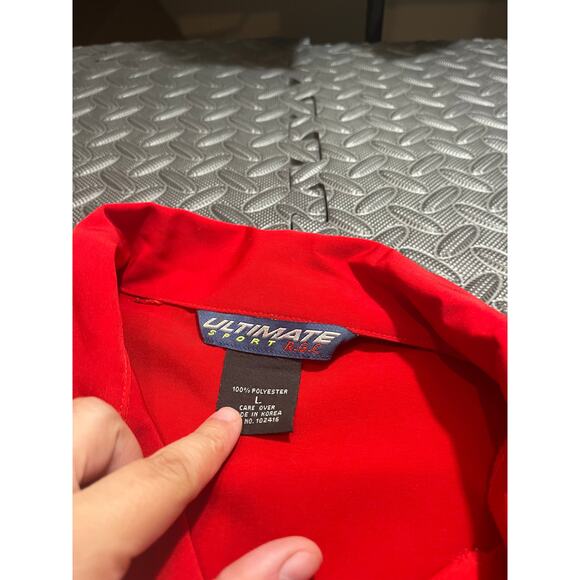 Vtg Ultimate Sport RGC Hawaiian Style Button Up Mens Large Red Black Tribal Tiki - Picture 4 of 9